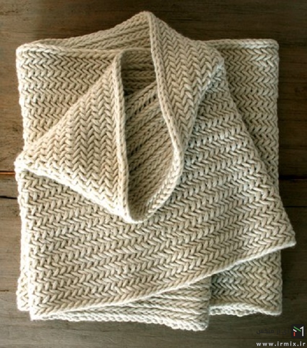 بافت شال گردن مدل Big Herringbone Cowl