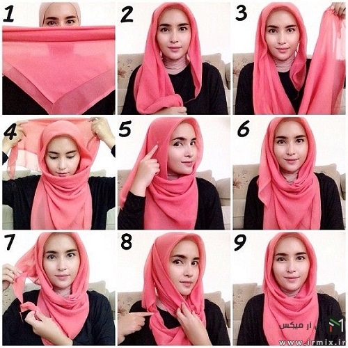 روش بستن روسری و شال ساتن به سبک جدید