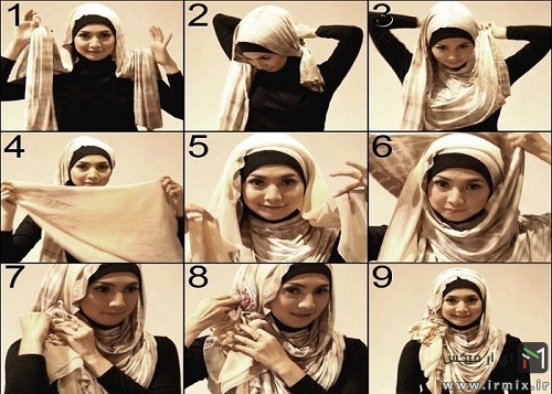 روش بستن روسری و شال ساتن به سبک جدید