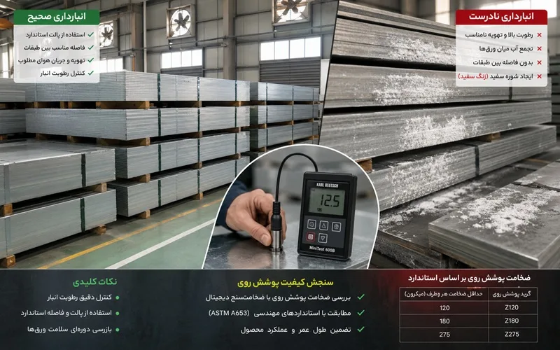 راز های انبار داری و سنجش کیفیت آهن گالوانیزه