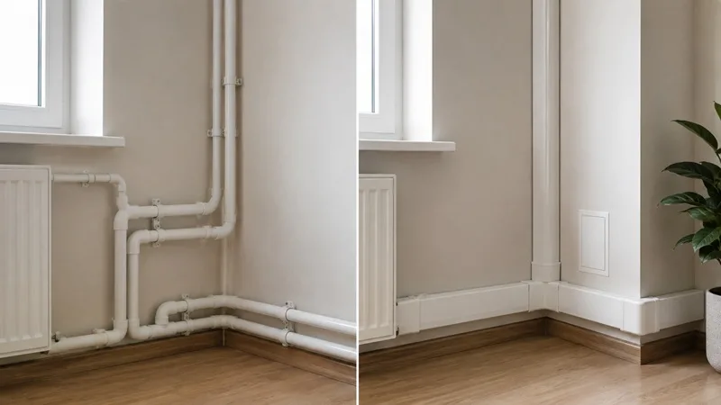پوشاندن لوله&zwnj; های روکار با داکت و قاب PVC