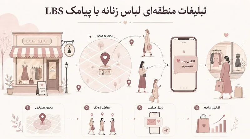 تبلیغات منطقهای لباس زنانه با پیامک LBS