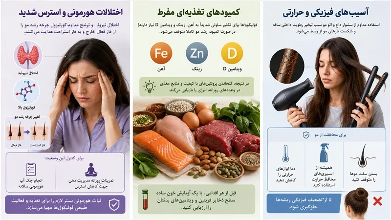 چرا رشد مو متوقف میشه؟ علل مختلف