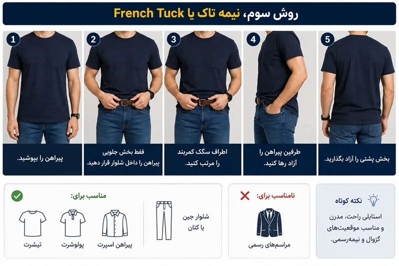 نیمه تاک یا French Tuck مناسب برای استایل کژوال