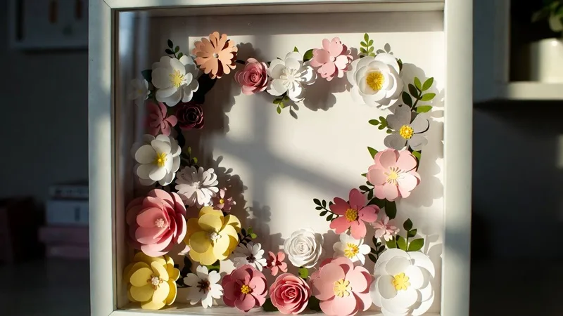 قاب عکس سه بعدی با گل های کاغذی برای روز مادر