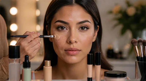 آموزش پوشاندن چاله های صورت و جای جوش با آرایش