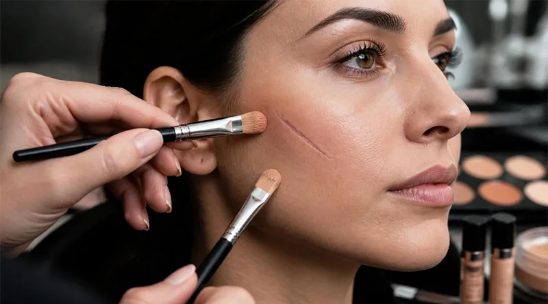 آموزش پوشاندن و گریم برای جای بخیه به صورت حرفه ای