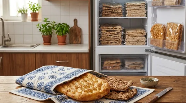 چگونه نان لواش، سنگک و بربری برای مدت طولانی با یخچال و بدون آن نگهداری کنیم