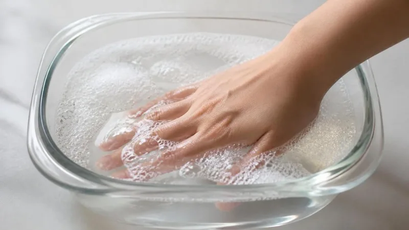 پاک کردن رنگ زردچوبه از ناخن کاشت با تمیز کردن سطح