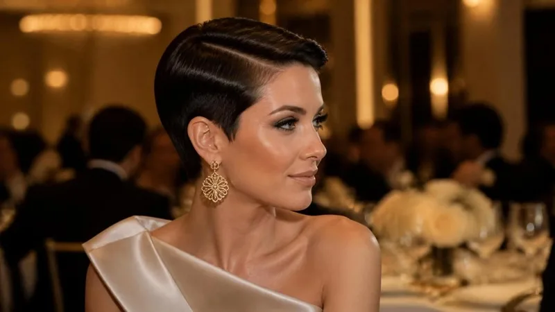 پیکسی صاف و براق با فرق کج (Sleek Side-Parted Pixie)